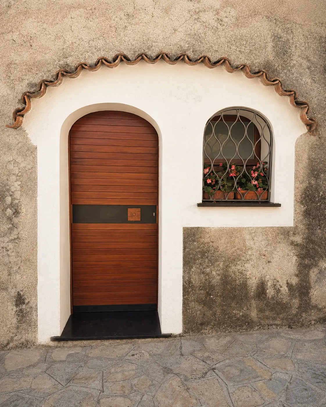 A small doorway and flower-filled window in Ravello, the kind of detail only visible on foot.