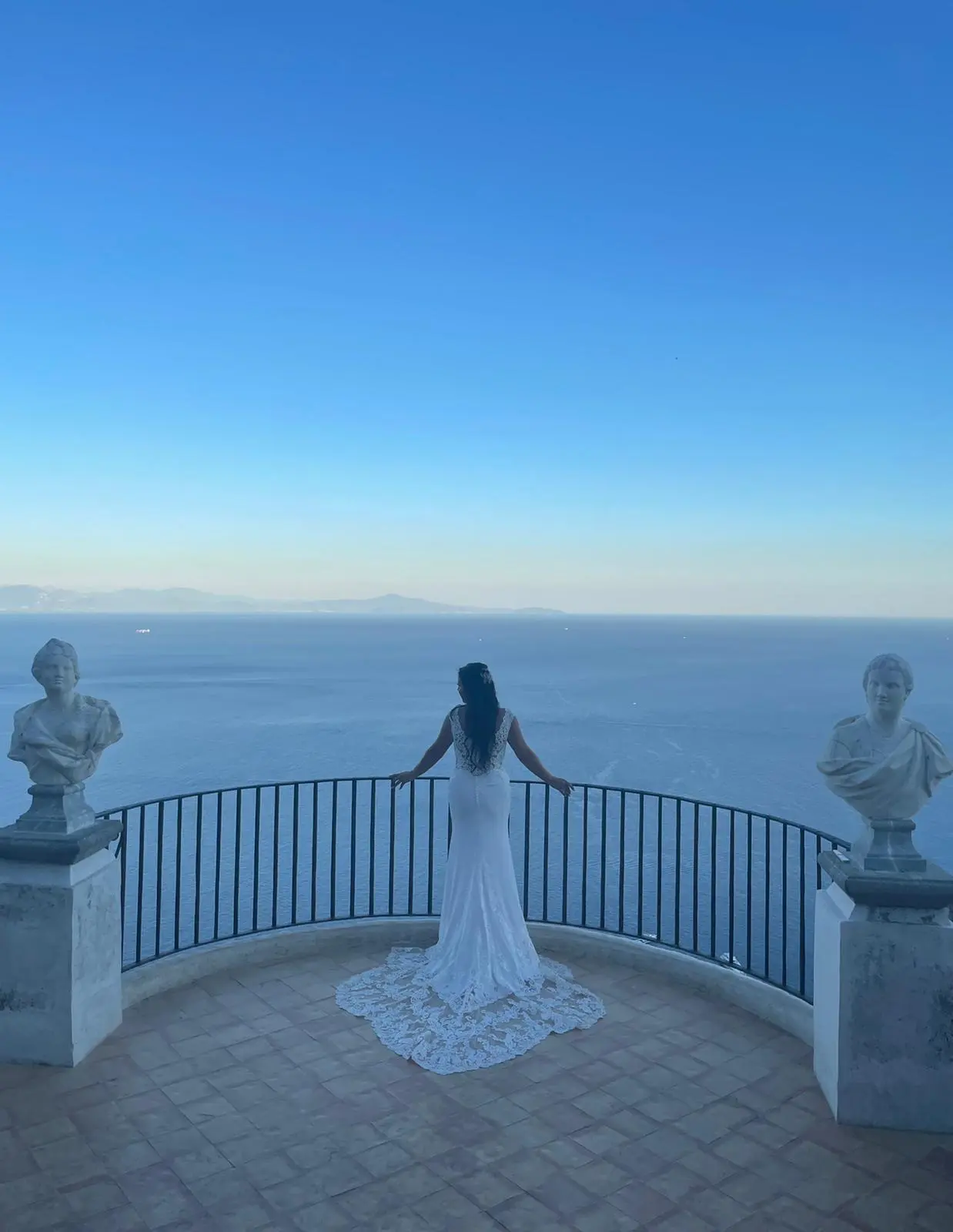 The bride on the Terrace of Infinity at Villa Cimbrone, where the ceremony took place